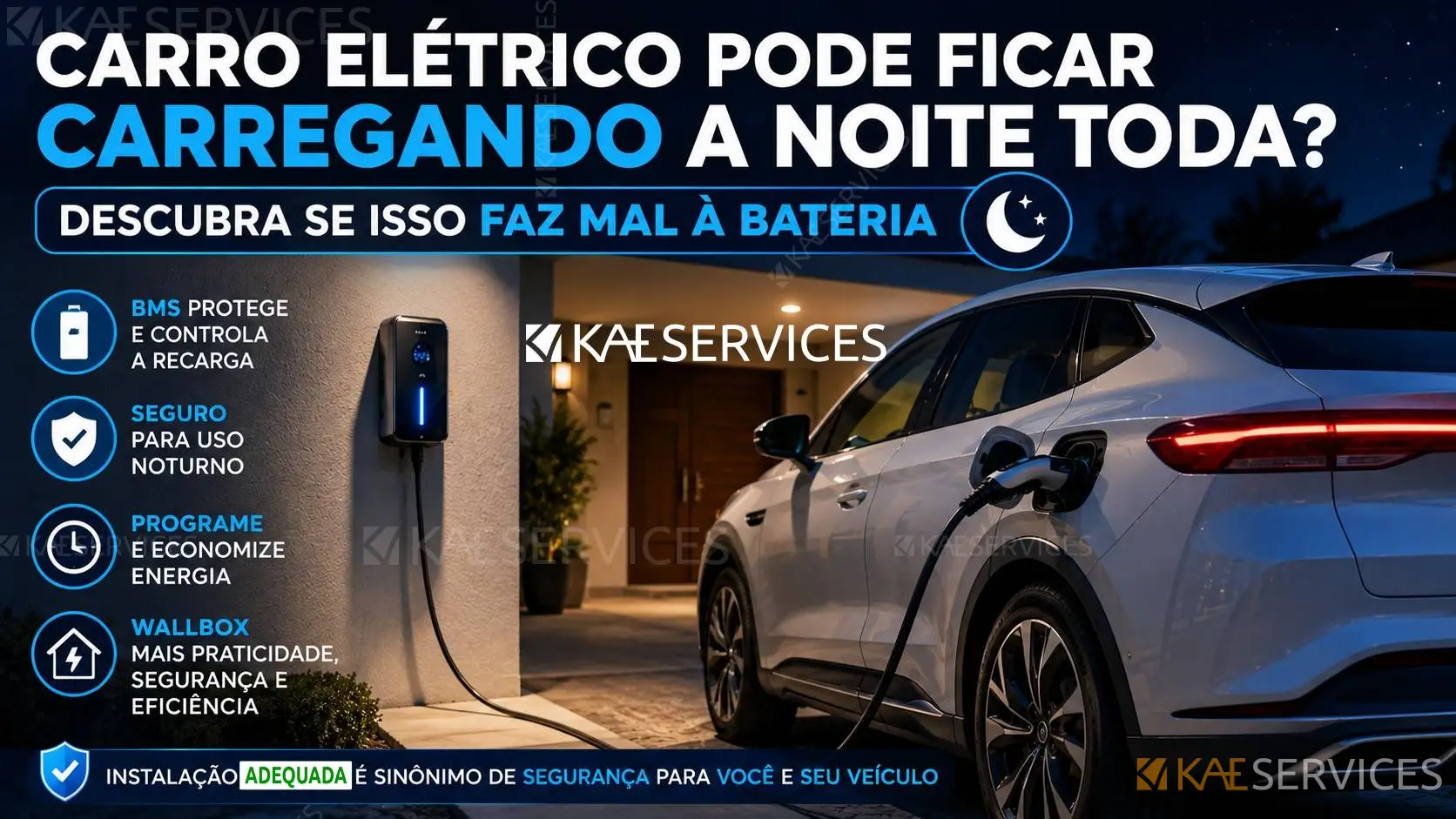 Carro elétrico pode ficar carregando a noite toda? Descubra se isso faz mal à bateria