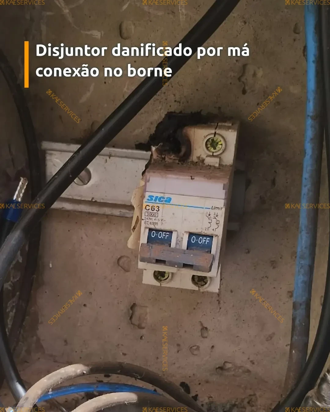 Disjuntor Sica Danificado Por Aquecimento Devido A Mau Contato realizado pela KAE Services em Jundiai e Regiao