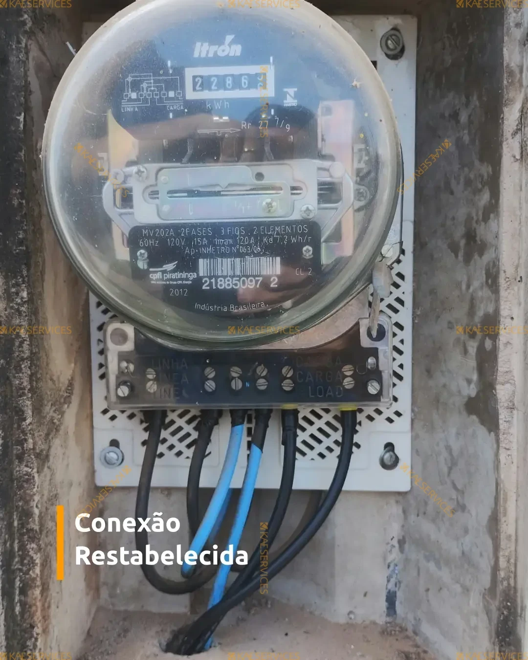Medidor Poste Padrao Conexao Restabelecida realizado pela KAE Services em Jundiai e Regiao