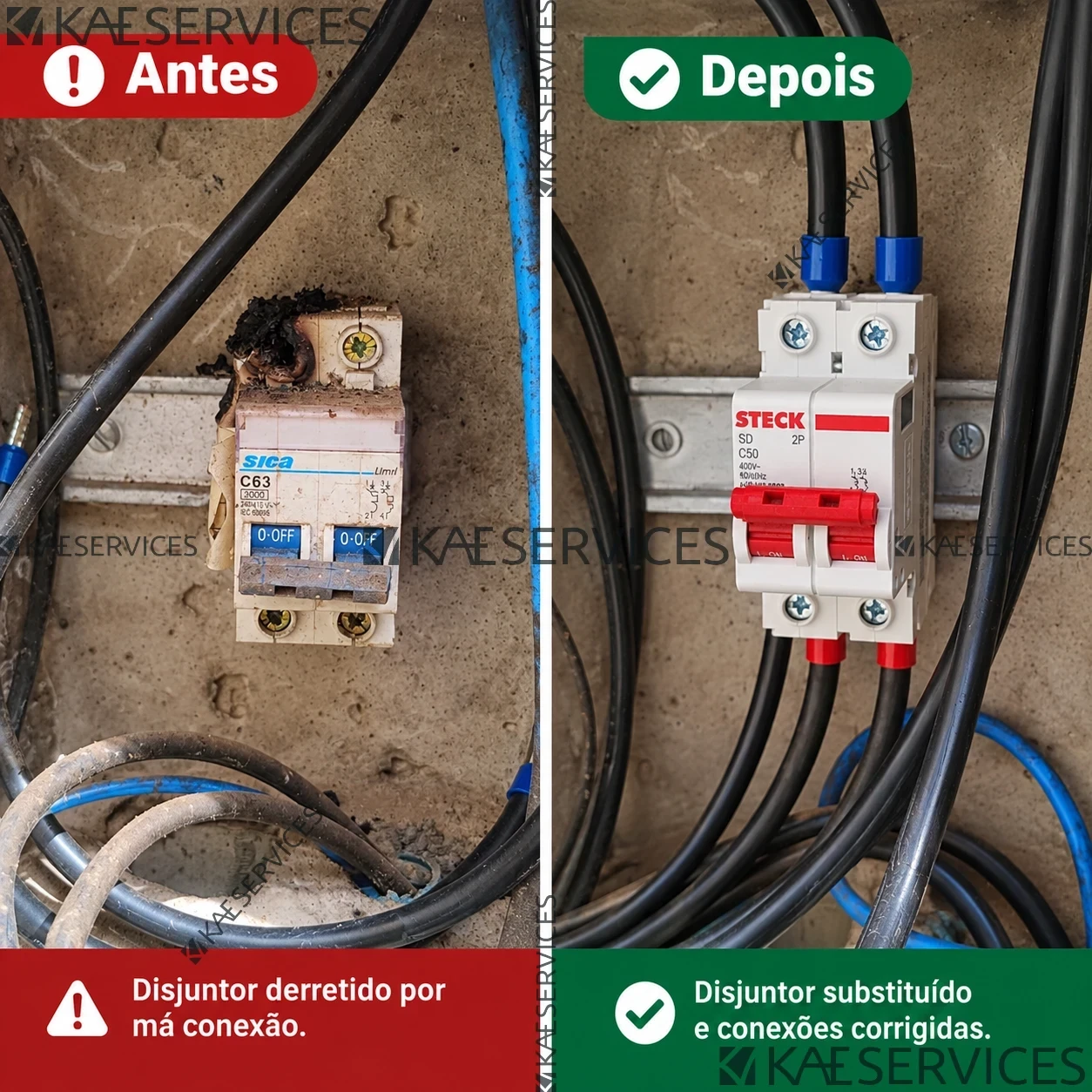 Reparo Em Disjuntor De Entrada De Padrao realizado pela KAE Services em Jundiai