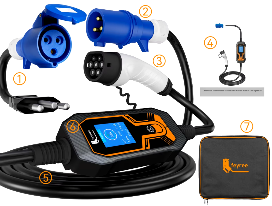 Carregador Portátil Feyree para Carro Elétrico