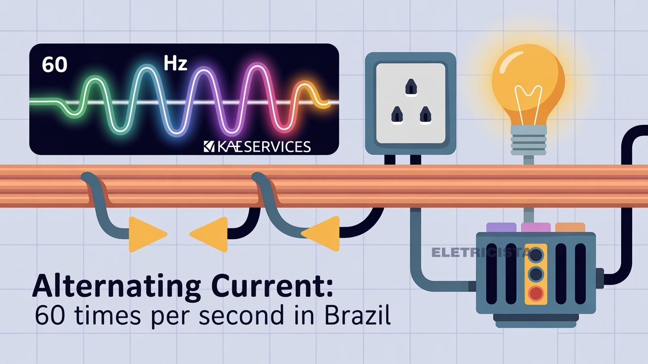 A corrente elétrica muda de direção 60 vezes por segundo no Brasil